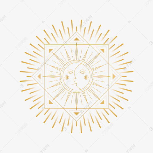 太阳月亮金色线条塔罗牌符号素材图片免费下载 千库网 