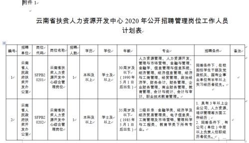 云南省扶贫人力资源开发中心2020年公开招聘工作人员公告