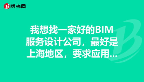 我想找一家好的BIM服务（设计）公司，最好是上海地区，要求应用成熟，最好做过大的项目的公司。