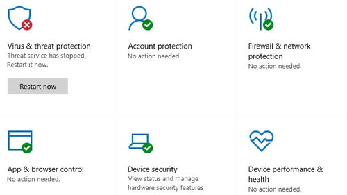 win10病毒和威胁防护已经停止怎么解决