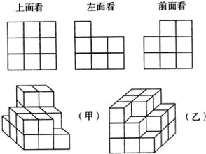 小丽从不同的角度看到了一组积木图,并画在了下面.请你依据图形判断小丽看到的是哪一组积木.选择 