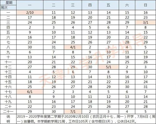 2月10日开学,寒假28天 2020教学行政历