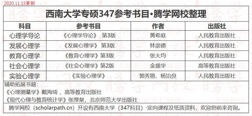 西南大学心理学考研应用心理专硕参考书目