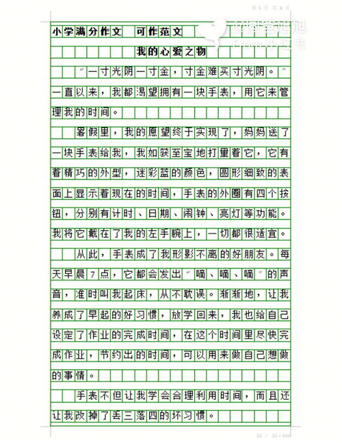 我的心爱之物作文五年级400字(我的心爱之物五年级作文400字)