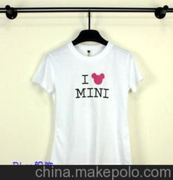 2012夏装韩版热销 短袖可爱图案文字白色浪漫女士T恤 