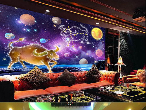 十二星座金牛座星空银河主题酒店背景墙图片素材 效果图下载 
