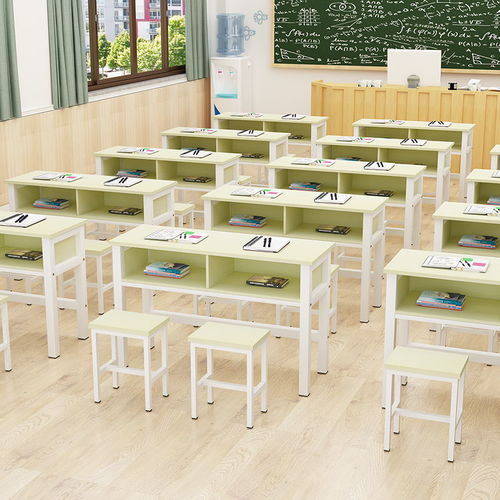教室中小学生课桌椅双层带抽屉补习班辅导班单人双人长条培训课桌