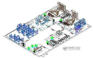 某小型办公室平面布置图 三维模型