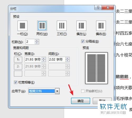 word文档中的分栏线如何设置