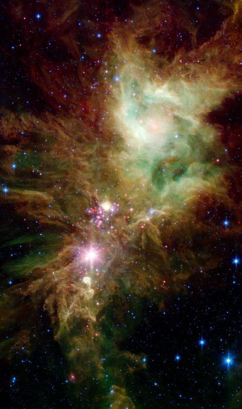NASA发现雪花群,NASA发现宇宙雪花群：诞生仅10万年的新生粉红色恒星与旋转星系团