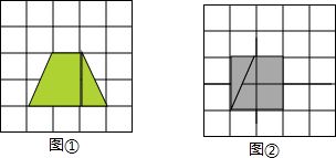 在5 5的正方形网格中 每个小正方形的边长为1单位 .有一个如图所示的梯形.按要求在网格中画出图形. 1 在图①中.把梯形补成面积为4的轴对称图形, 2 在图②中.把梯形补成面积为 
