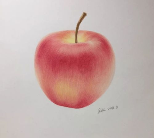 画一个彩铅红苹果的过程