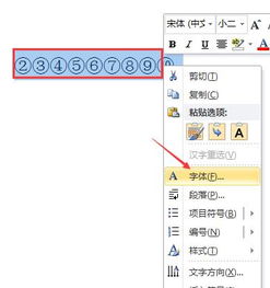 word带圆圈数字的字体怎么改变 