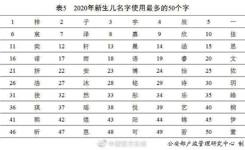 二〇二〇年全国姓名报告 发布 新生儿取名高频字是这50个字 