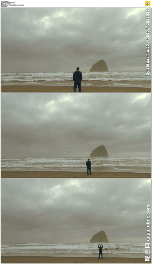 一个人独自在海边 