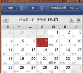 1990年11月7 日对应农历的哪一天 