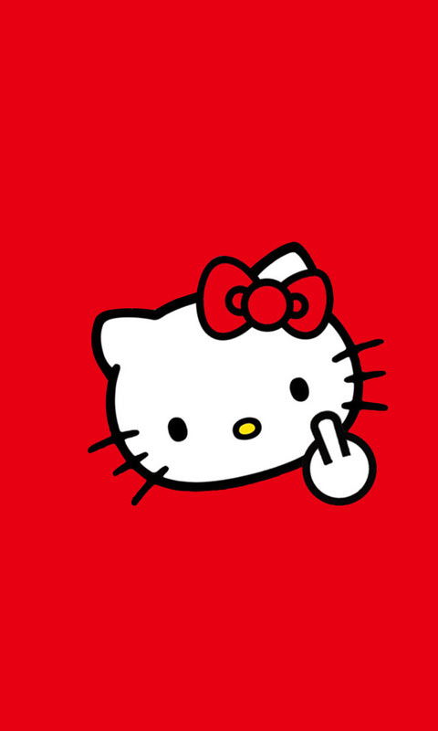 震驚,堅中指的Hello Kitty貓另類手機壁紙圖片