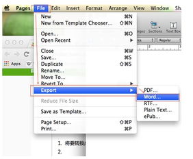 怎样把Macbook里的Pages文件格式转成WPS或是Word格式