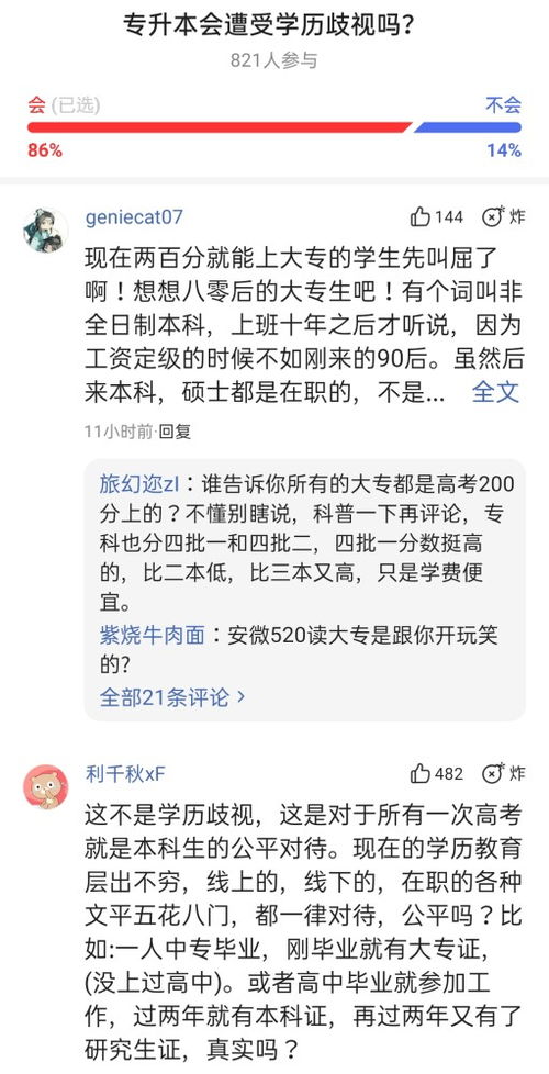 学渣先读大专,然后专升本,学历会被歧视吗 网友 这还用问