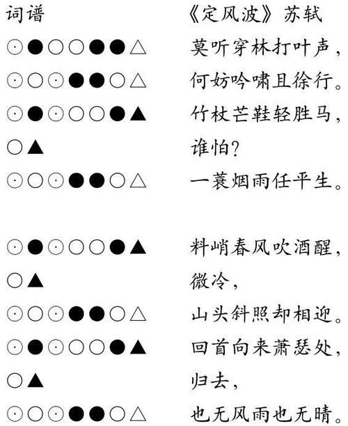 定风波平仄韵律参照