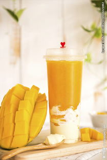 芒果冰激凌奶茶图片 