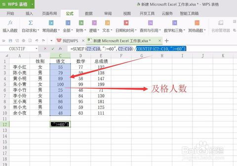 wps表格怎样计算及格平均分