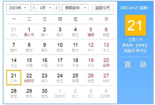 03年4月21日出生,新历是几月几日 农历是几月几日 