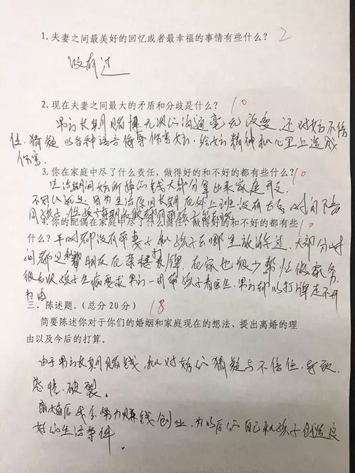 离婚也要考试 80后夫妻闹离婚 答完卷子后决定 不离了 微推荐