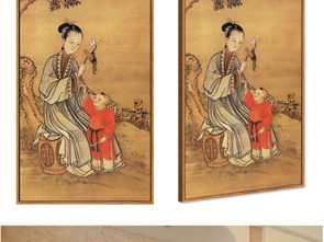 中式古典寓意工笔画连生贵子图装饰画无框画