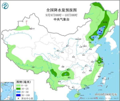 注意 9月9日 10日,松原 长春 四平等地有中雨 部分地方大到暴雨