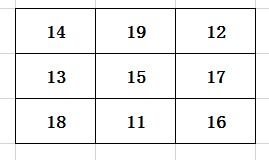 用11到19之间的数填入9宫格使横竖斜都等于45,不能有重复 