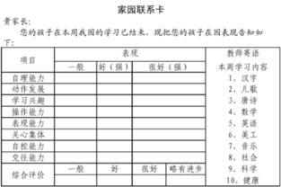 家园联系卡都包括哪些方面的内容 