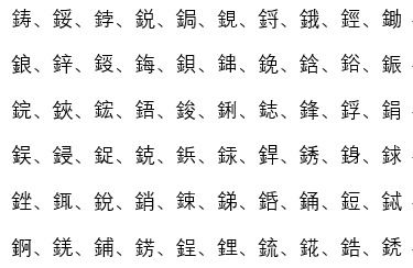 七画的繁体字属金的字有哪些 