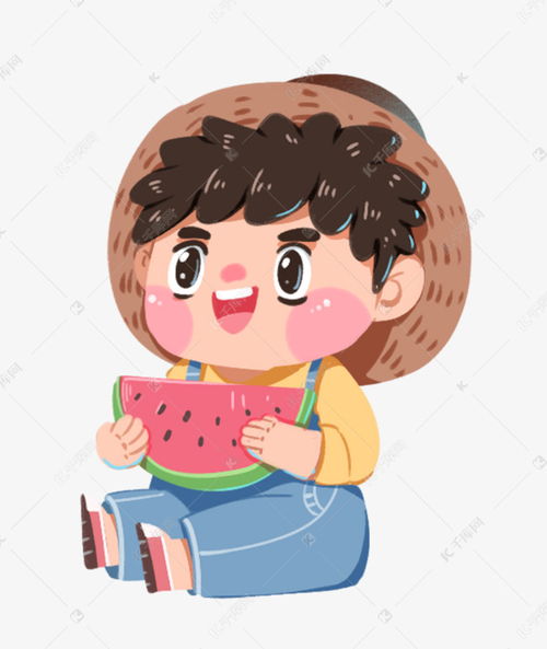 夏季男孩吃西瓜素材图片免费下载 千库网 