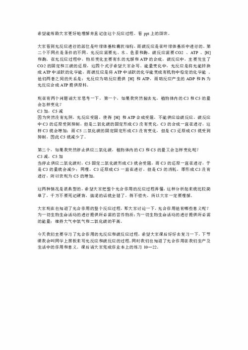 光合作用的过程优质教案