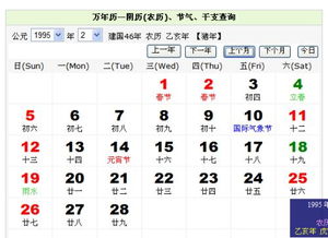 阳历1995年2月11日是农历几日 