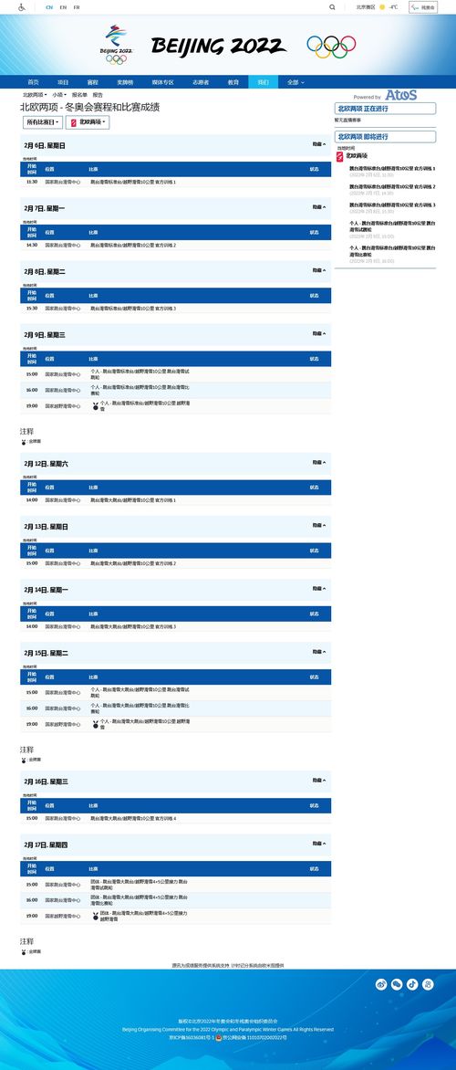 2022冬奥会赛程