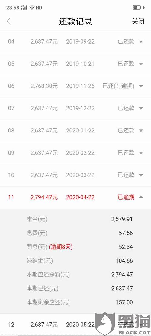 黑猫投诉 钱包生活招财贷,借了30000收服务费3600超过年率超过百分之24,滞纳金高,