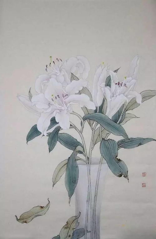 工笔百合花 