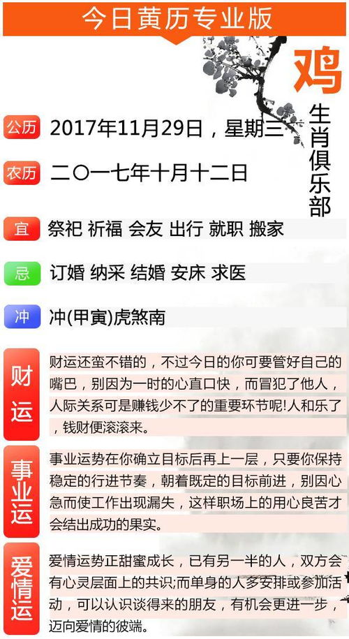 运势播报 11月29日鸡生肖运势