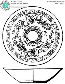 中国古代器物 古物上的精美的花朵叶子和波浪纹 传统图案 纹样矢量图下载 1516633 