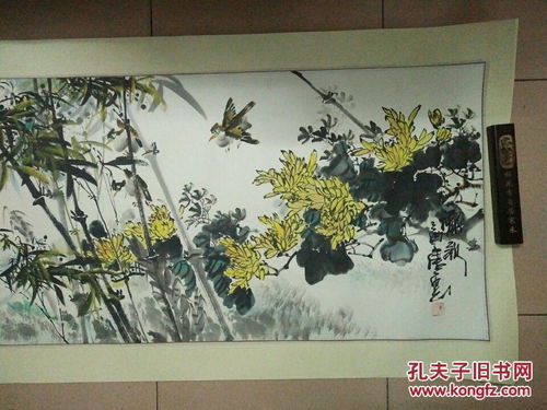 国画纯手绘 名家花鸟竹子菊花 已装裱成片 字画送礼挂家 六尺对开特价