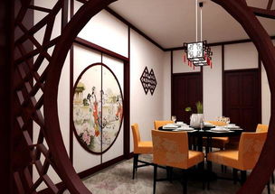 260㎡中式风格四居室餐厅背景墙装修效果图中式风格餐桌图片 