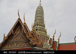 寺庙屋顶上的佛塔高清图片下载 红动网 