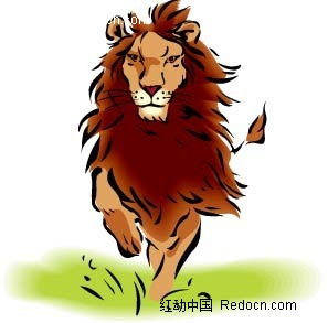 奔跑的狮子矢量插图AI素材免费下载 红动网 