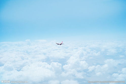 蓝天白云飞机图片 
