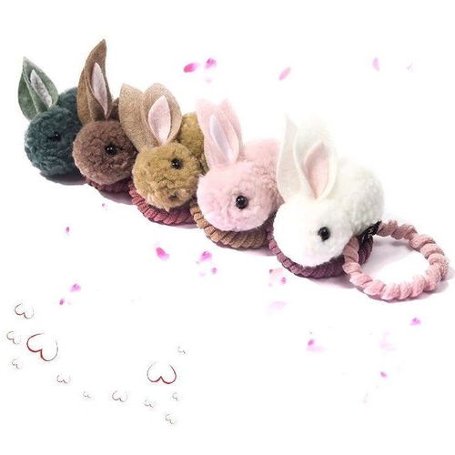 韩国儿童发绳可爱毛球兔子发圈女童卡通毛绒扎头发头绳皮筋头饰品