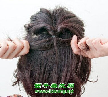 韩式超短卷发发型扎法图片 