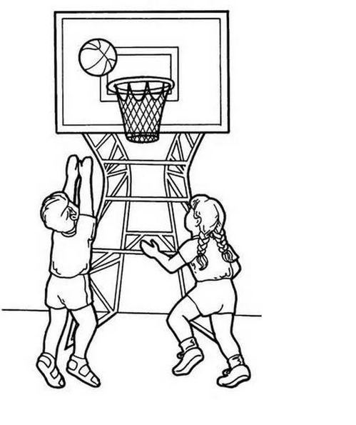 篮球比赛简笔画人物图片