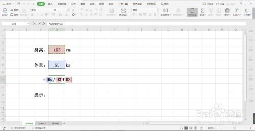 在Excel中如何输入体重指数函数 